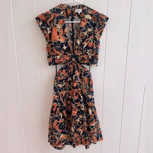 A.L.C. Lexi Cutout Mini Dress - Navy Multi Short Sleeve